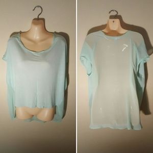 Mint HiLo Blouse w/ Sheer Back